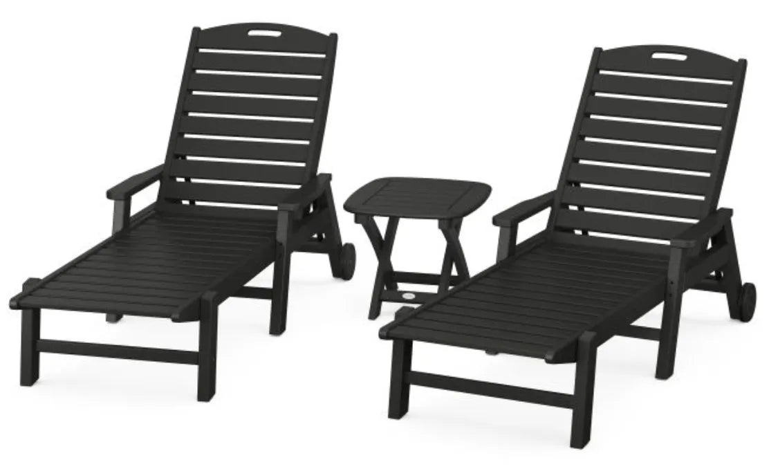 Polywood Furniture Set Slate Grey POLYWOOD® Nautical 3-Piece Chaise Set
