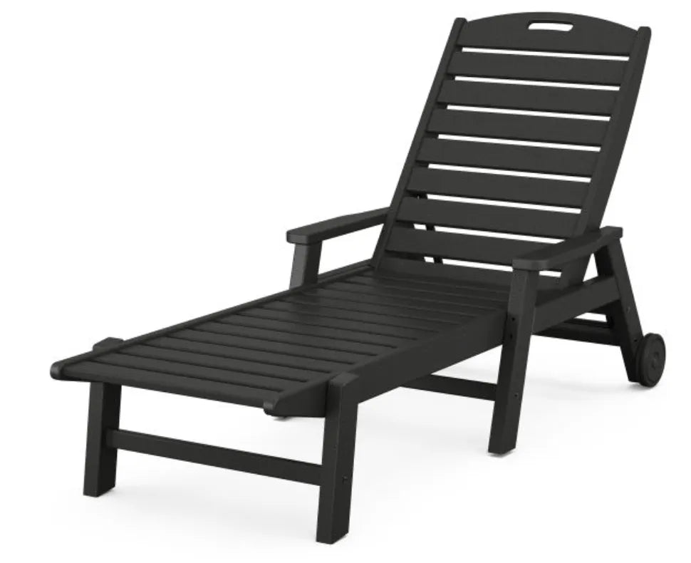 Polywood Patio Furniture Slate Grey POLYWOOD® Nautical Chaise with Arms & Wheels