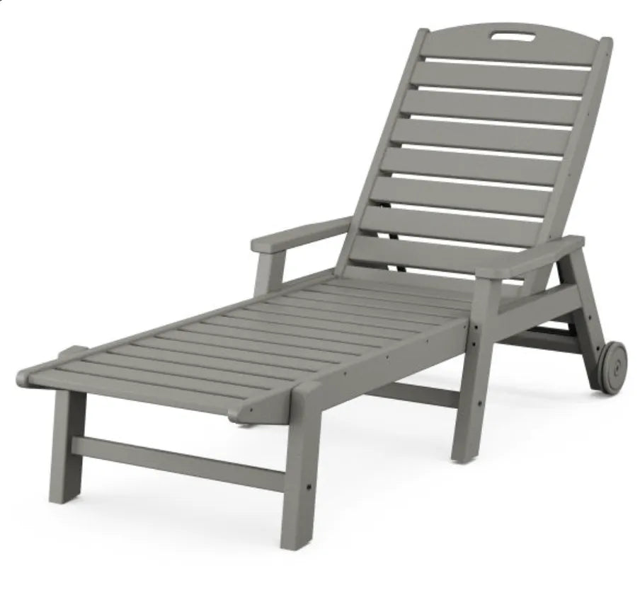 Polywood Patio Furniture Slate Grey POLYWOOD® Nautical Chaise with Arms & Wheels