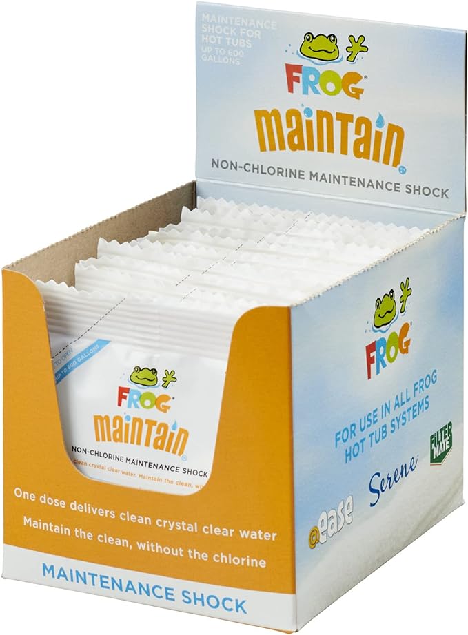 ROG Maintain Non-Chlorine Shock Treatment for Hot Tubs Pack of 12, Quick and Easy Single Dose Shock Treatment Packets