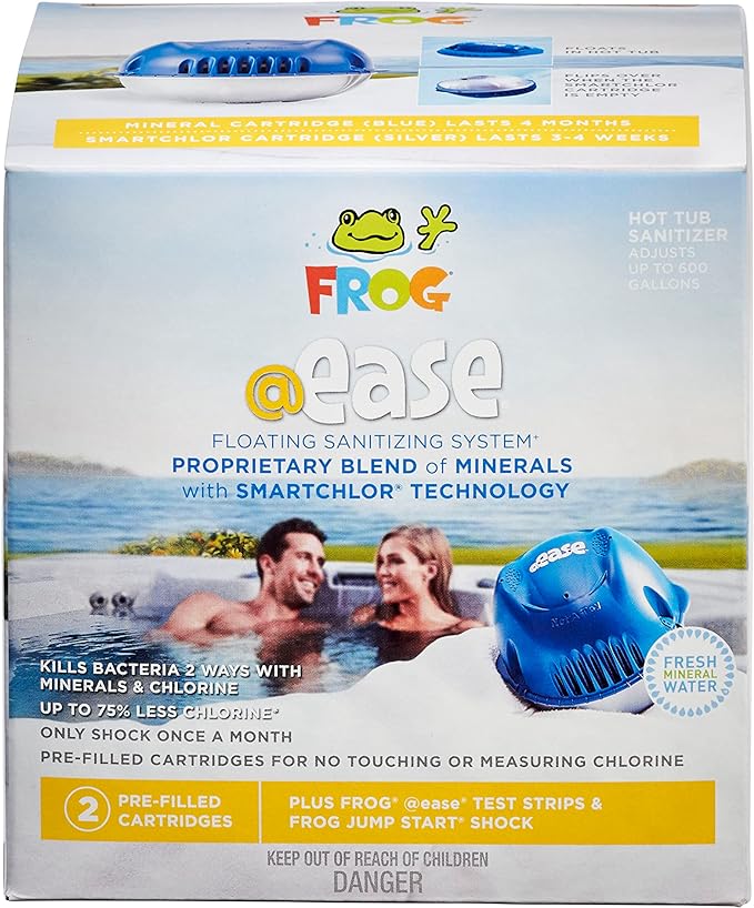 FROG @ease Floating System for Hot Tubs + 3 Pack of SmartChlor Cartridge Replacements