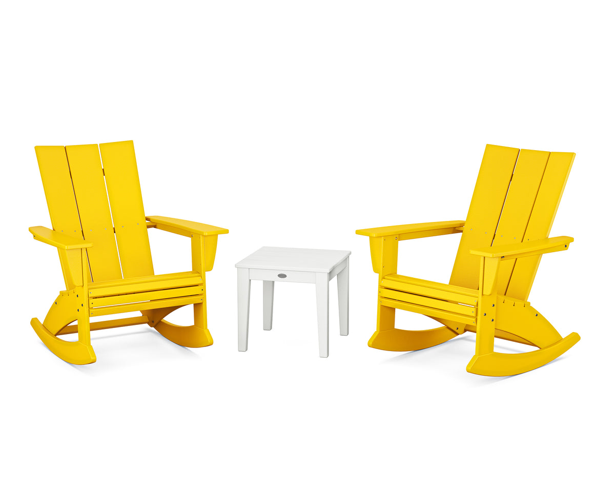 POLYWOOD® Modern Curveback 3-Piece Adirondack Rocking Chair Set