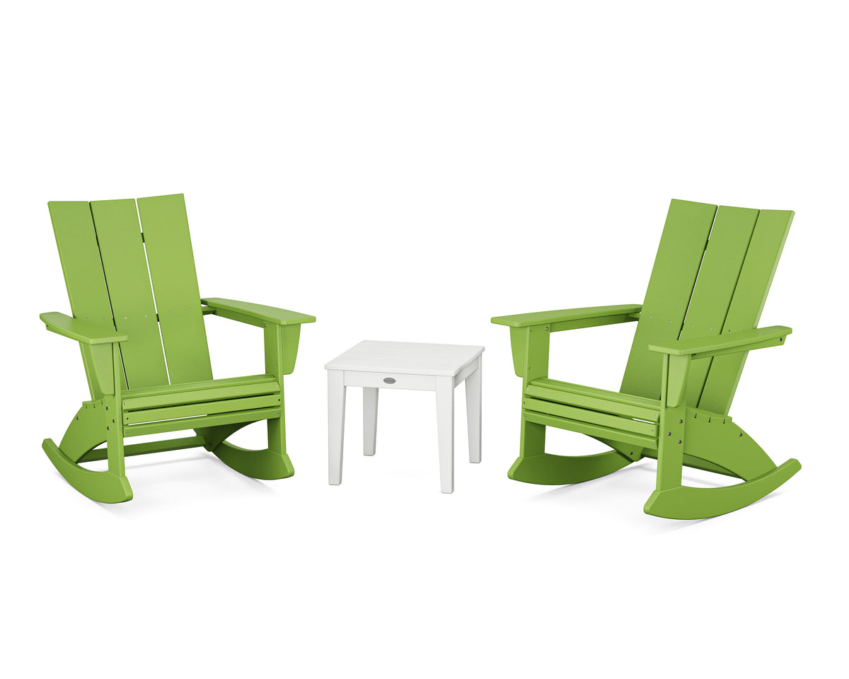 POLYWOOD® Modern Curveback 3-Piece Adirondack Rocking Chair Set