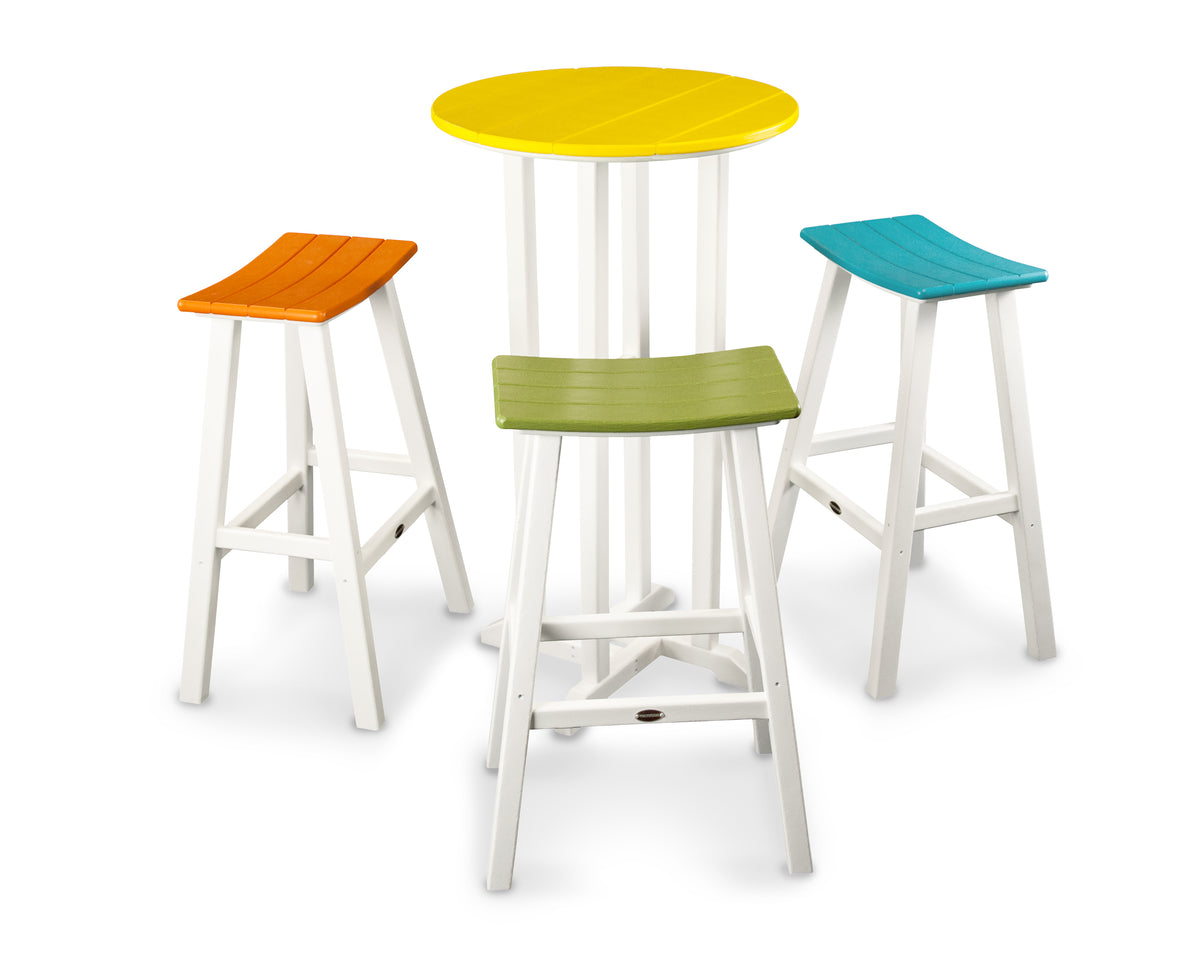 POLYWOOD® Contempo 4-Piece Round Saddle Bar Stool Set