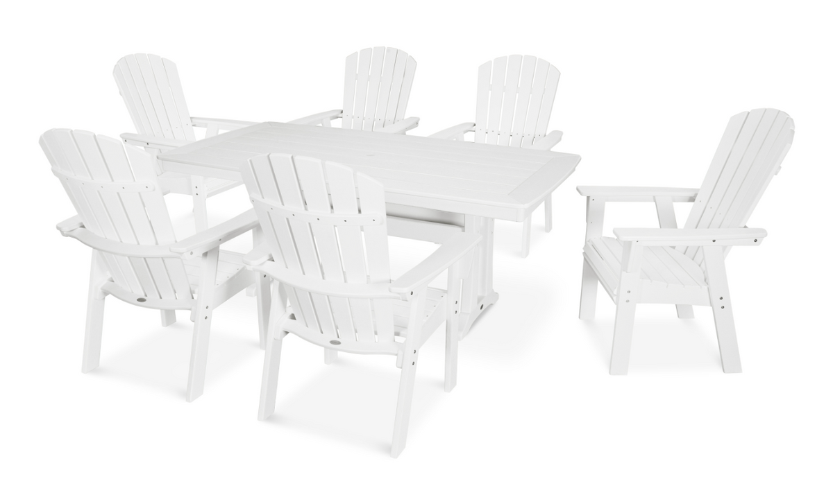 POLYWOOD® Nautical Curveback Adirondack 7-Piece Dining Set