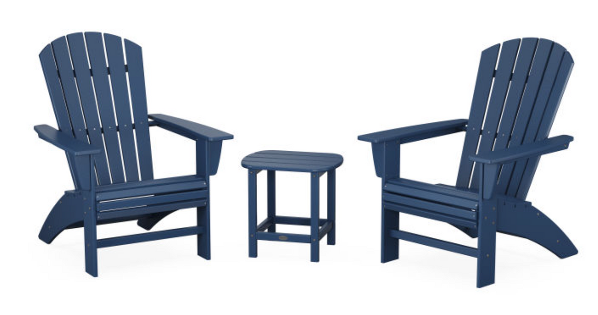 POLYWOOD® Nautical 3-Piece Curveback Adirondack Set