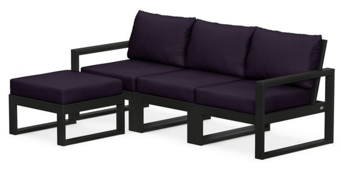 POLYWOOD® EDGE 4-Piece Modular Deep Seating Set with Ottoman