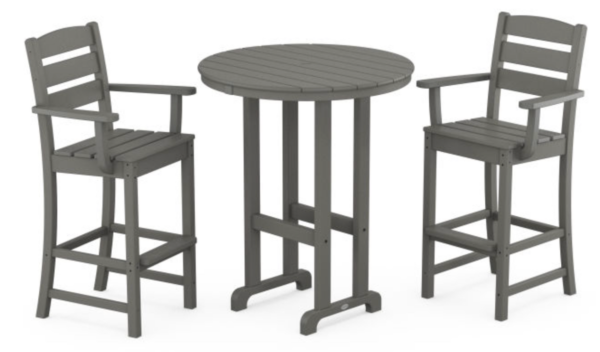 POLYWOOD® Lakeside 3-Piece Round Bar Arm Chair Set