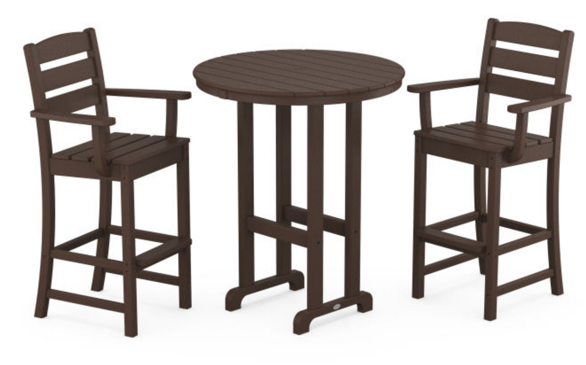 POLYWOOD® Lakeside 3-Piece Round Bar Arm Chair Set
