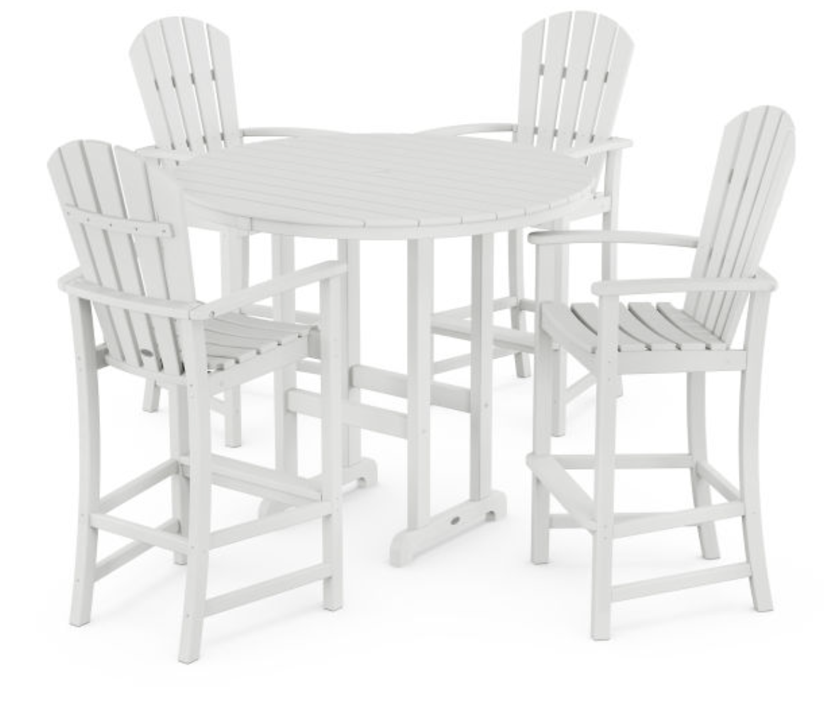 POLYWOOD® Palm Coast 5-Piece Round Farmhouse Bar Set