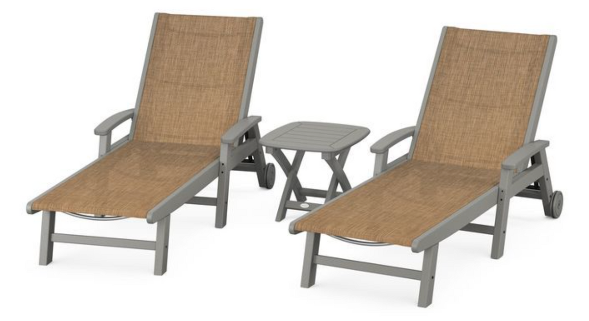 POLYWOOD® Coastal 3-Piece Wheeled Chaise Set