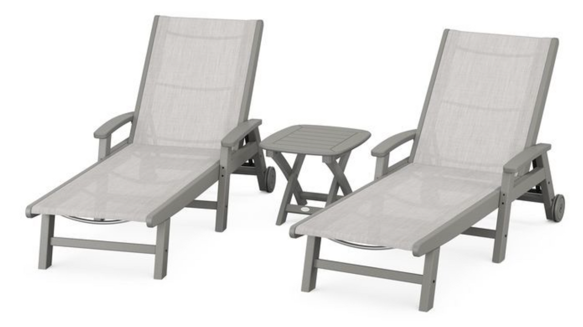 POLYWOOD® Coastal 3-Piece Wheeled Chaise Set