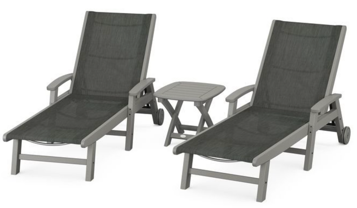 POLYWOOD® Coastal 3-Piece Wheeled Chaise Set