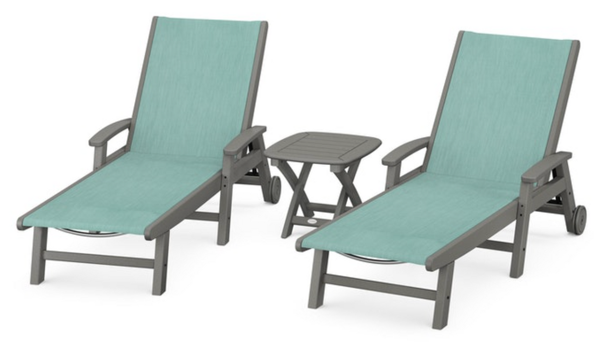 POLYWOOD® Coastal 3-Piece Wheeled Chaise Set