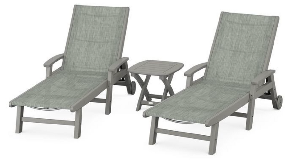 POLYWOOD® Coastal 3-Piece Wheeled Chaise Set