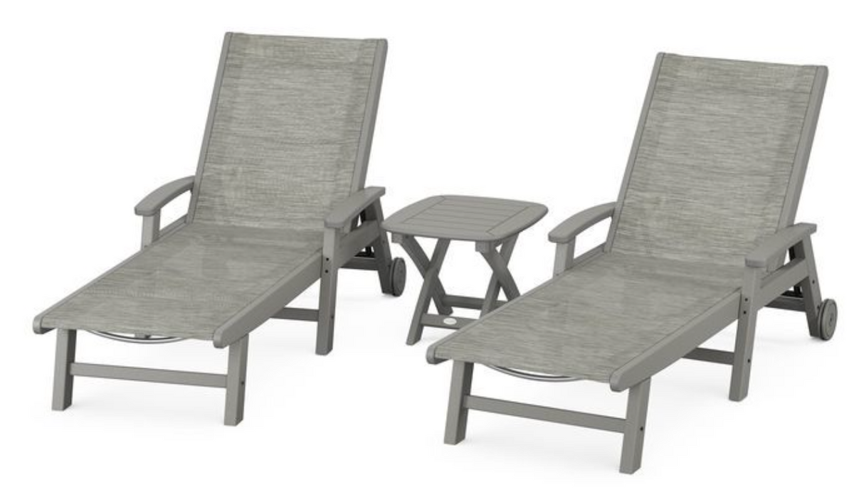 POLYWOOD® Coastal 3-Piece Wheeled Chaise Set