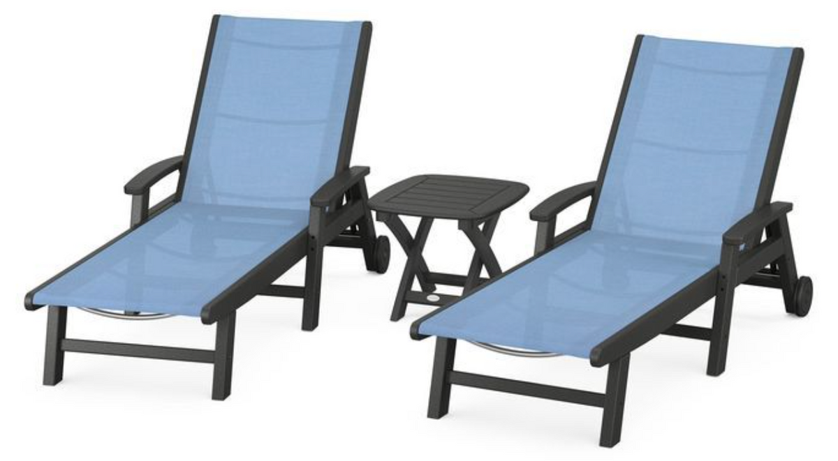 POLYWOOD® Coastal 3-Piece Wheeled Chaise Set
