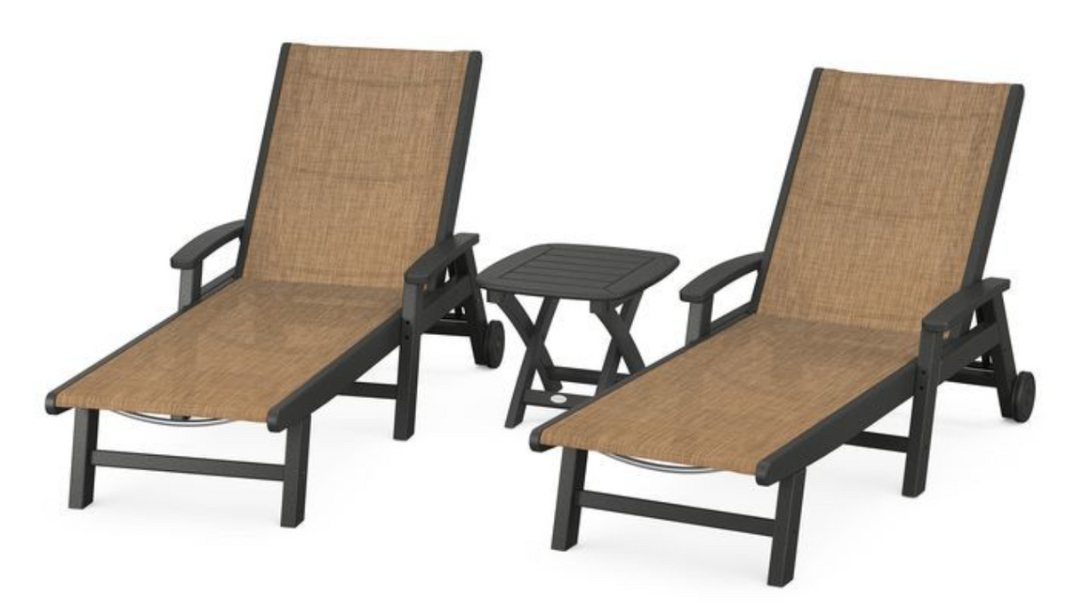 POLYWOOD® Coastal 3-Piece Wheeled Chaise Set