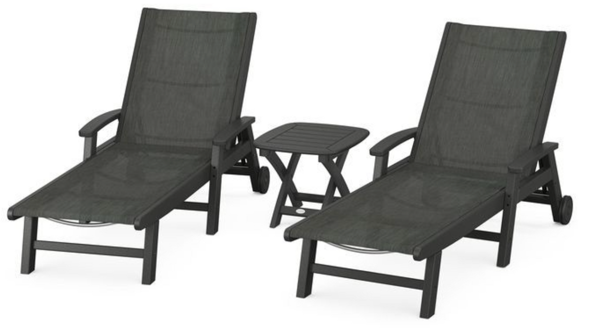 POLYWOOD® Coastal 3-Piece Wheeled Chaise Set