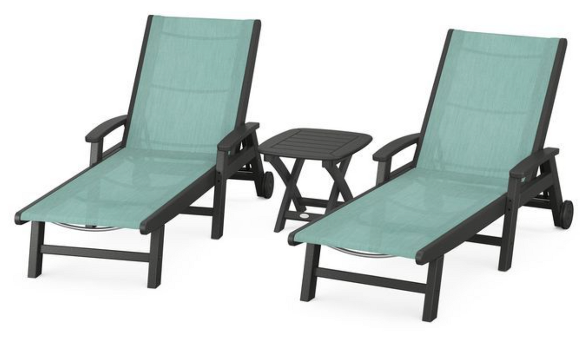 POLYWOOD® Coastal 3-Piece Wheeled Chaise Set