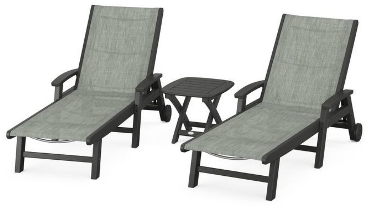 POLYWOOD® Coastal 3-Piece Wheeled Chaise Set