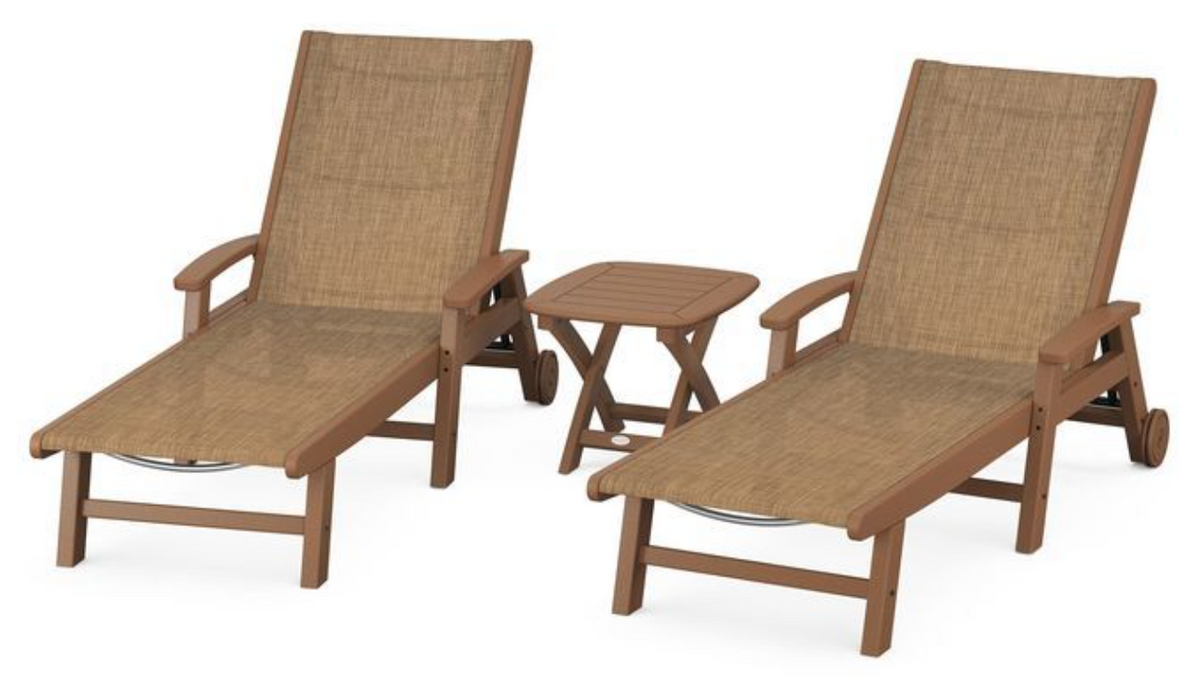 POLYWOOD® Coastal 3-Piece Wheeled Chaise Set