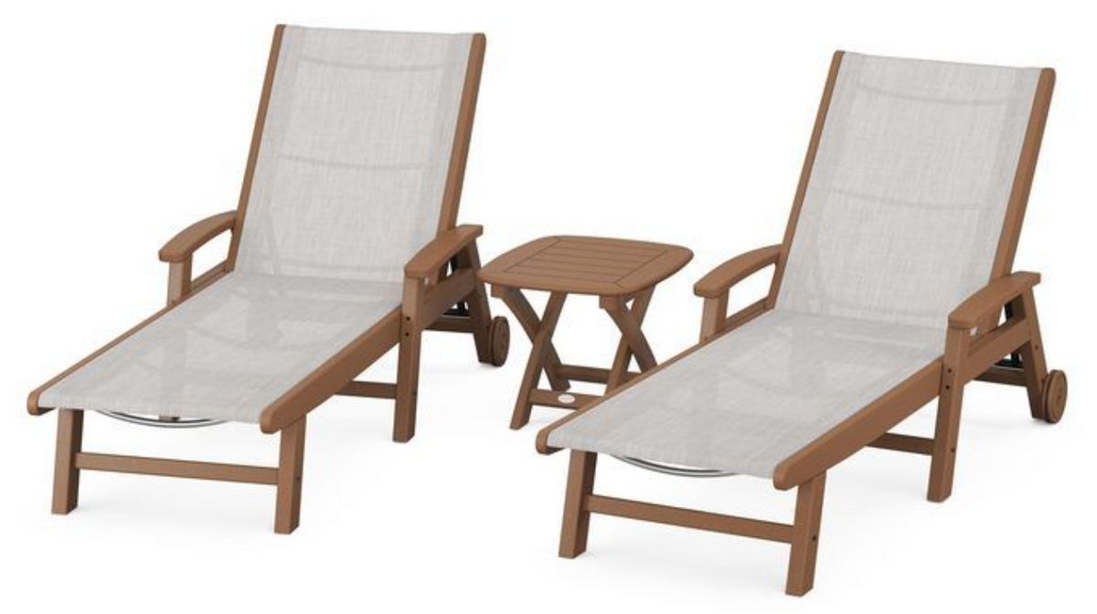 POLYWOOD® Coastal 3-Piece Wheeled Chaise Set