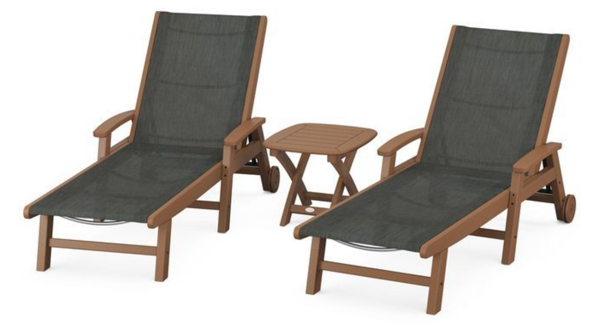 POLYWOOD® Coastal 3-Piece Wheeled Chaise Set