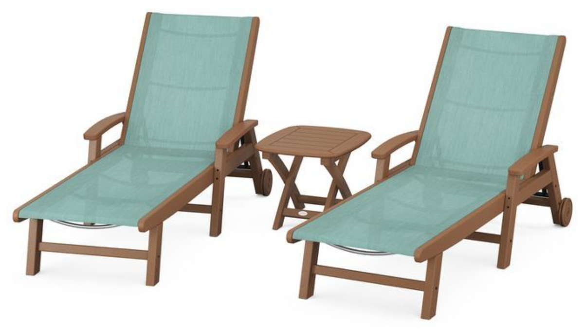 POLYWOOD® Coastal 3-Piece Wheeled Chaise Set