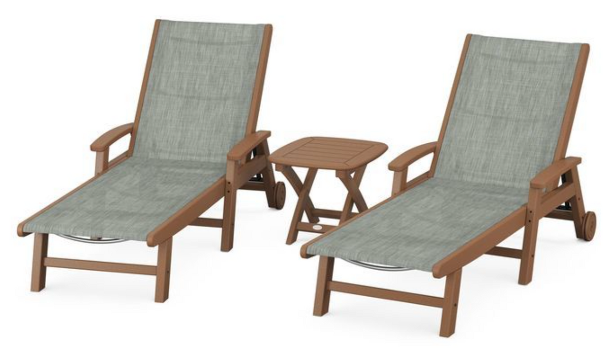 POLYWOOD® Coastal 3-Piece Wheeled Chaise Set