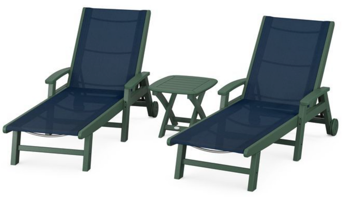 POLYWOOD® Coastal 3-Piece Wheeled Chaise Set