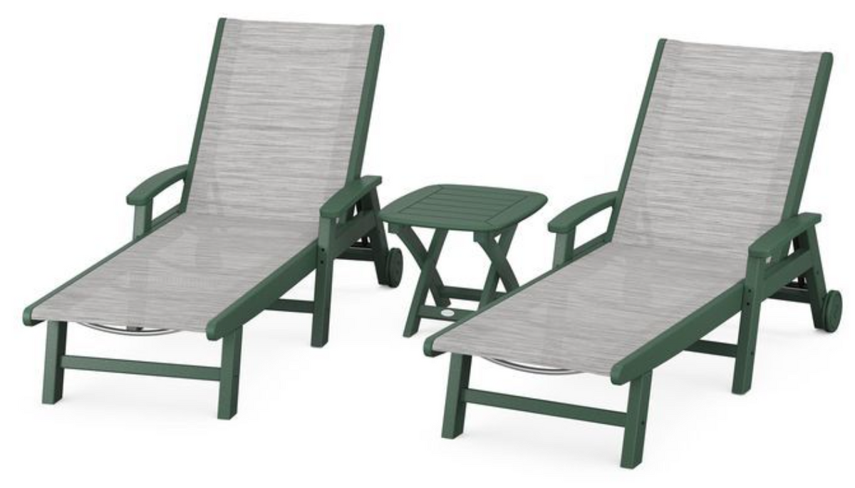 POLYWOOD® Coastal 3-Piece Wheeled Chaise Set