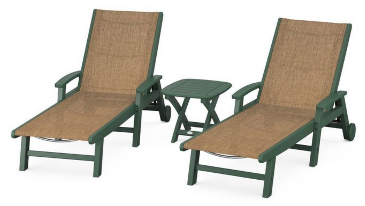 POLYWOOD® Coastal 3-Piece Wheeled Chaise Set