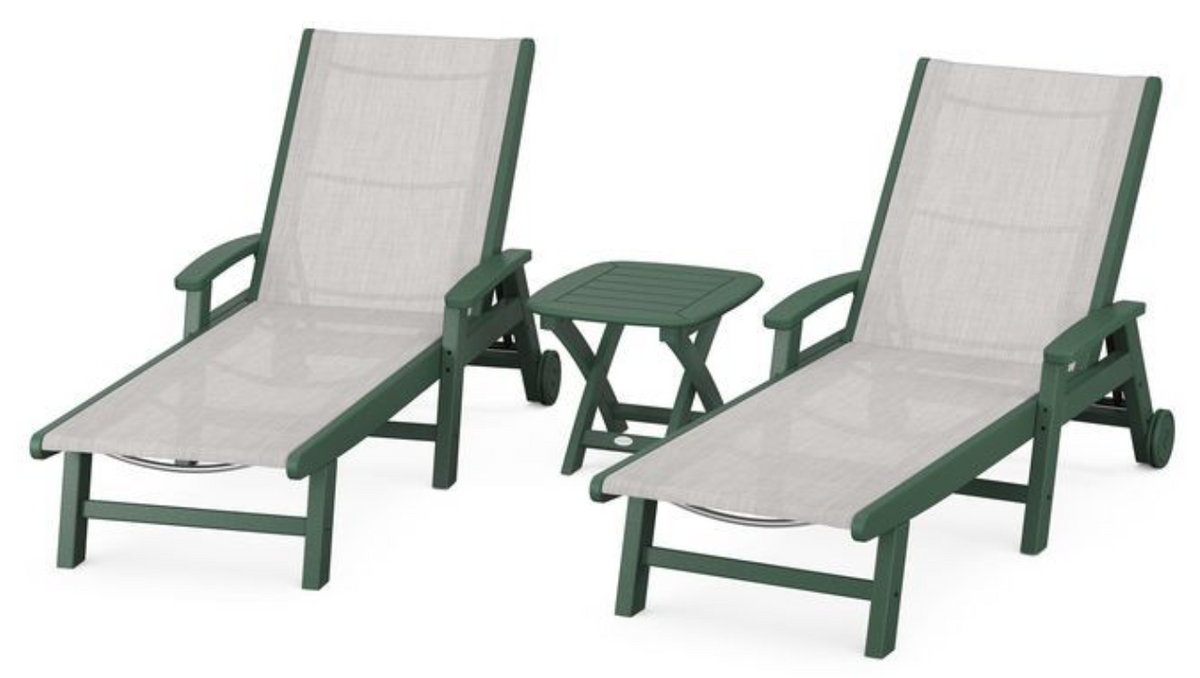 POLYWOOD® Coastal 3-Piece Wheeled Chaise Set