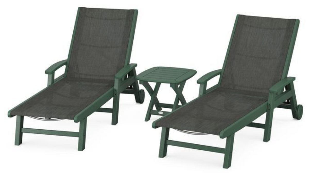 POLYWOOD® Coastal 3-Piece Wheeled Chaise Set