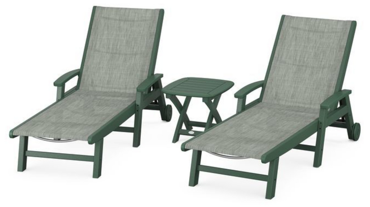 POLYWOOD® Coastal 3-Piece Wheeled Chaise Set