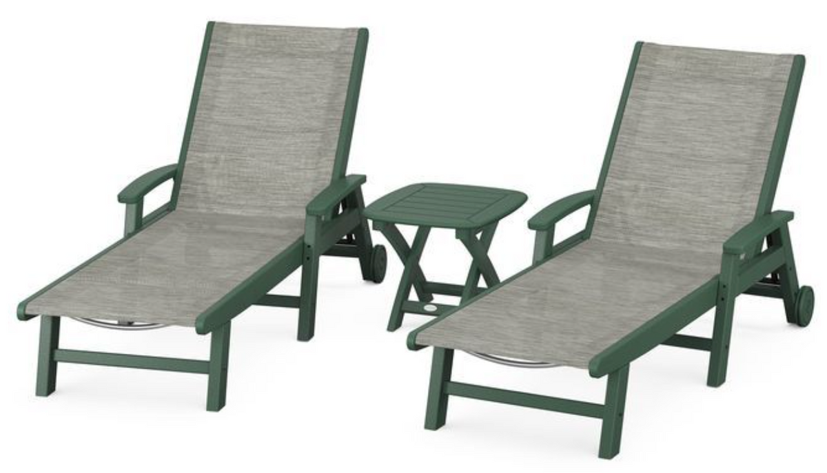 POLYWOOD® Coastal 3-Piece Wheeled Chaise Set