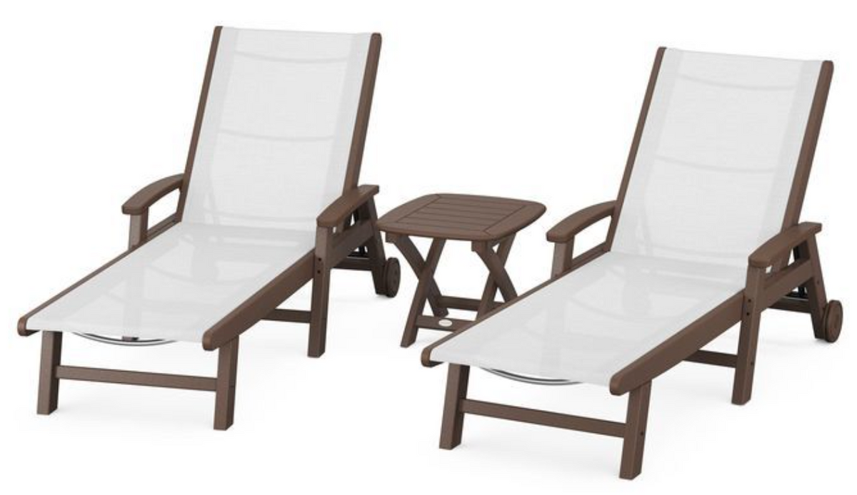 POLYWOOD® Coastal 3-Piece Wheeled Chaise Set