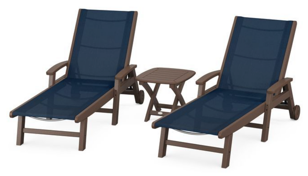 POLYWOOD® Coastal 3-Piece Wheeled Chaise Set