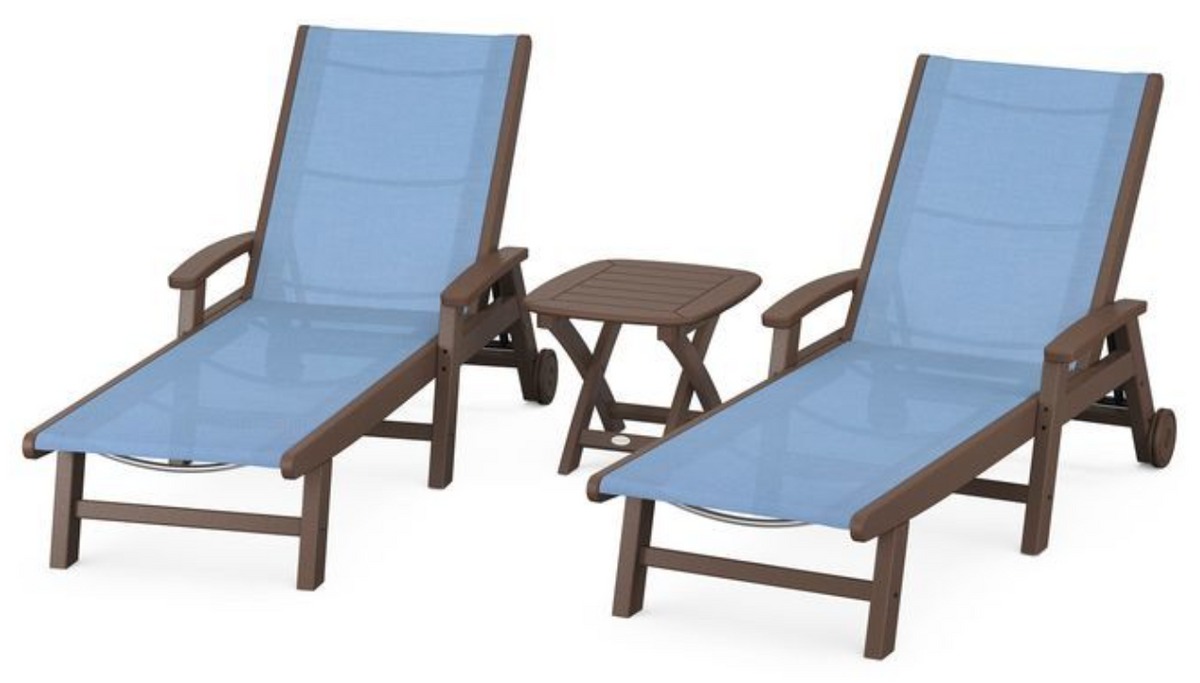 POLYWOOD® Coastal 3-Piece Wheeled Chaise Set