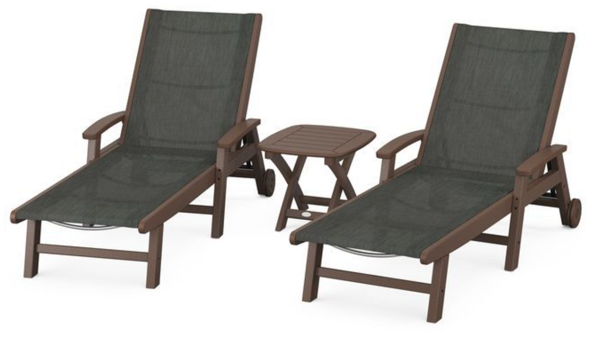 POLYWOOD® Coastal 3-Piece Wheeled Chaise Set