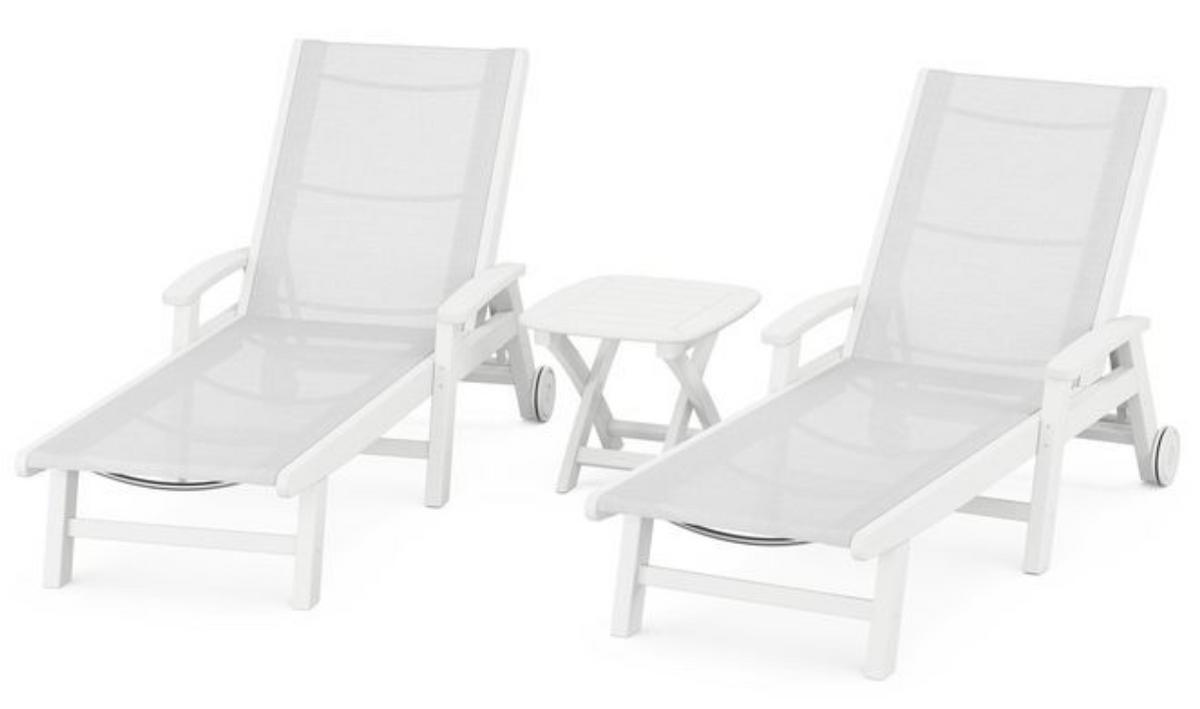 POLYWOOD® Coastal 3-Piece Wheeled Chaise Set