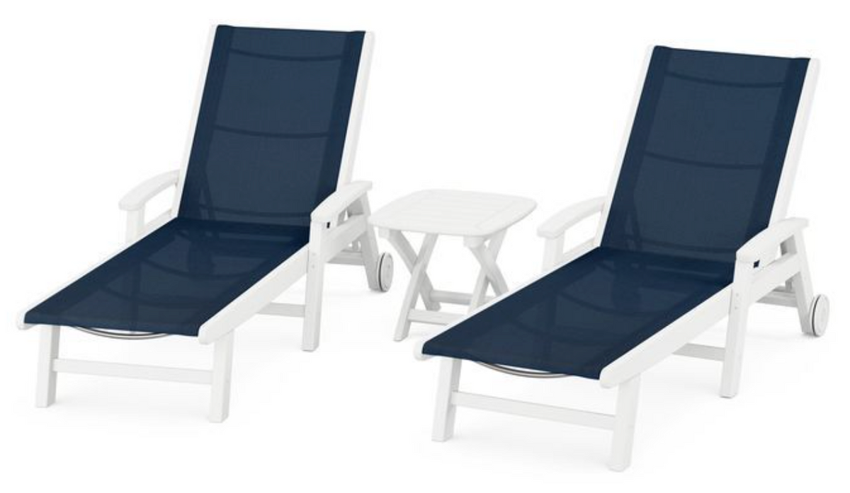 POLYWOOD® Coastal 3-Piece Wheeled Chaise Set