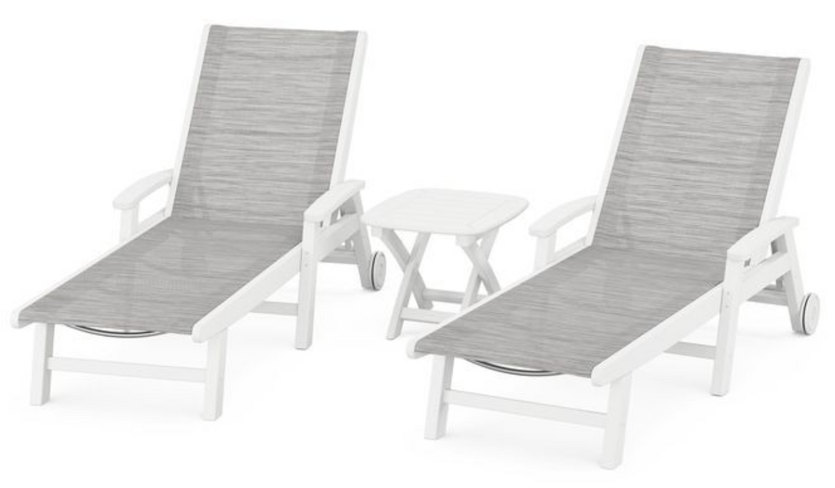 POLYWOOD® Coastal 3-Piece Wheeled Chaise Set