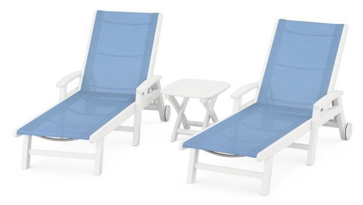 POLYWOOD® Coastal 3-Piece Wheeled Chaise Set