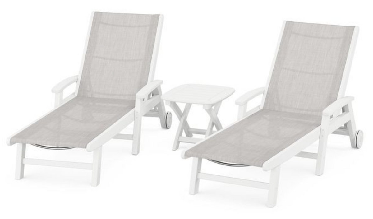 POLYWOOD® Coastal 3-Piece Wheeled Chaise Set