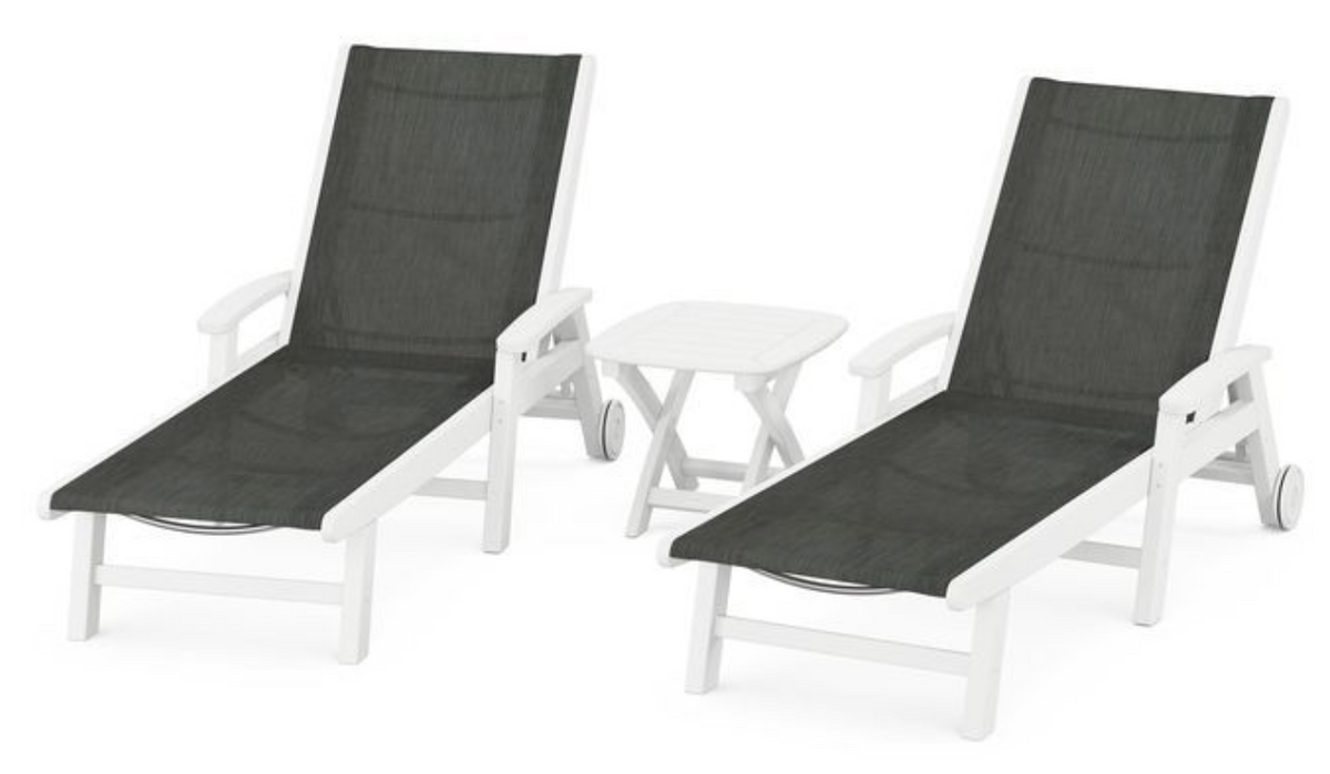 POLYWOOD® Coastal 3-Piece Wheeled Chaise Set