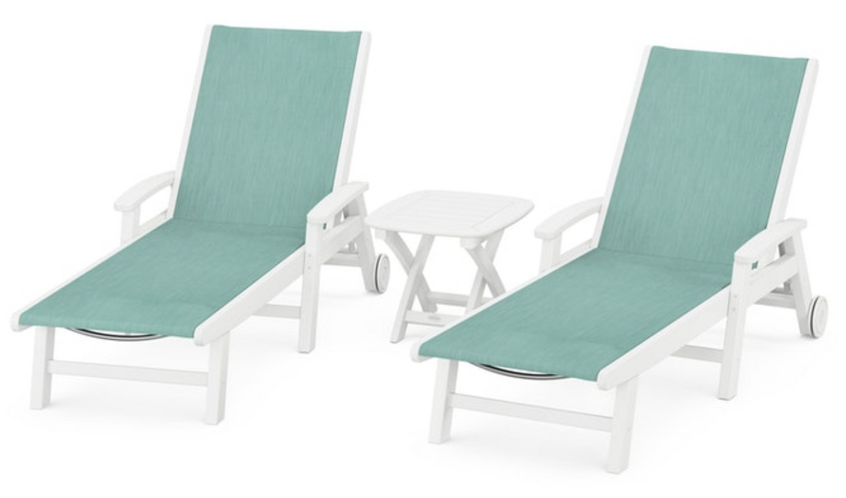 POLYWOOD® Coastal 3-Piece Wheeled Chaise Set