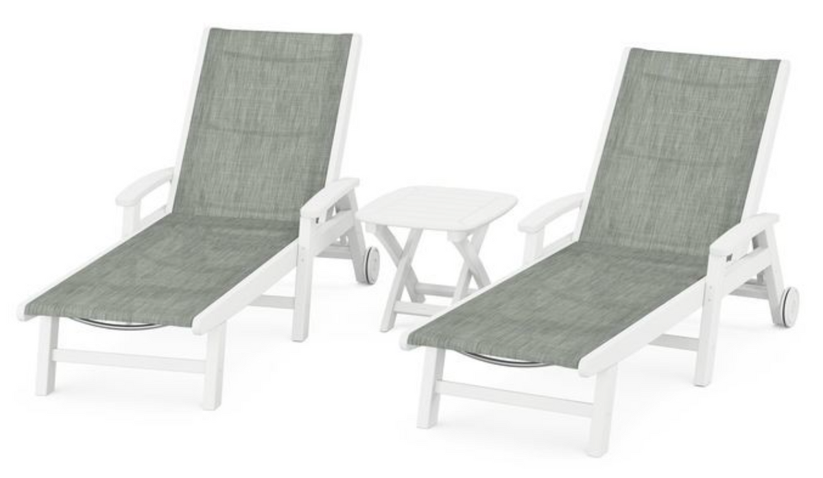 POLYWOOD® Coastal 3-Piece Wheeled Chaise Set