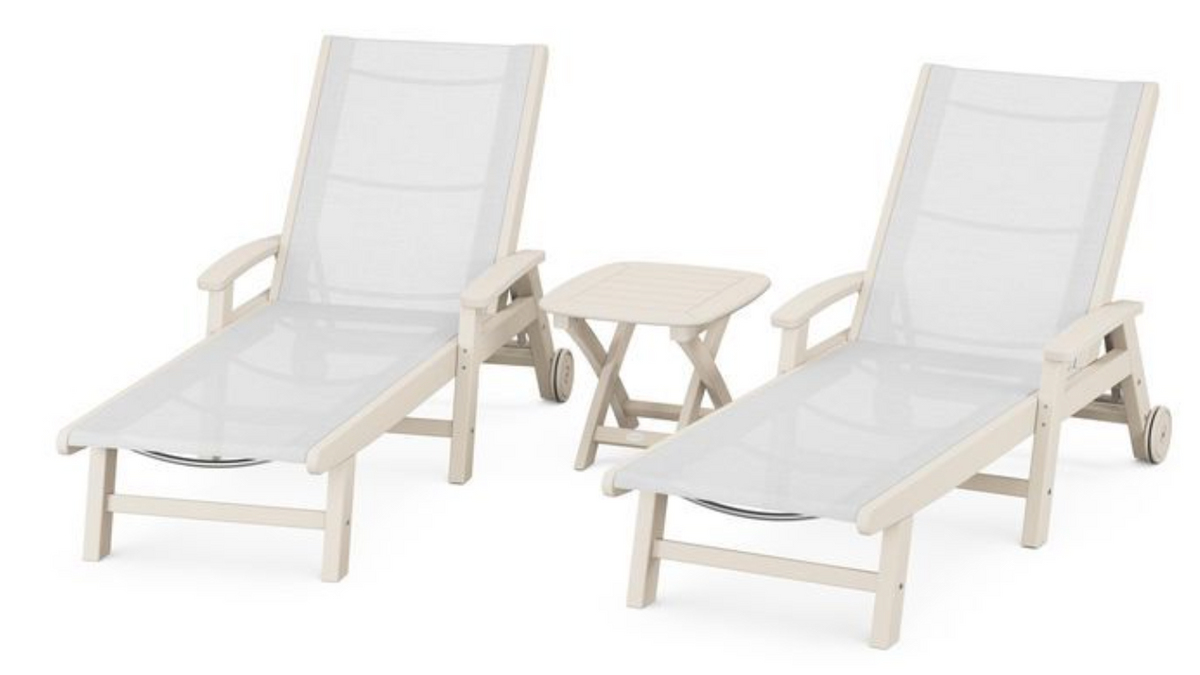 POLYWOOD® Coastal 3-Piece Wheeled Chaise Set